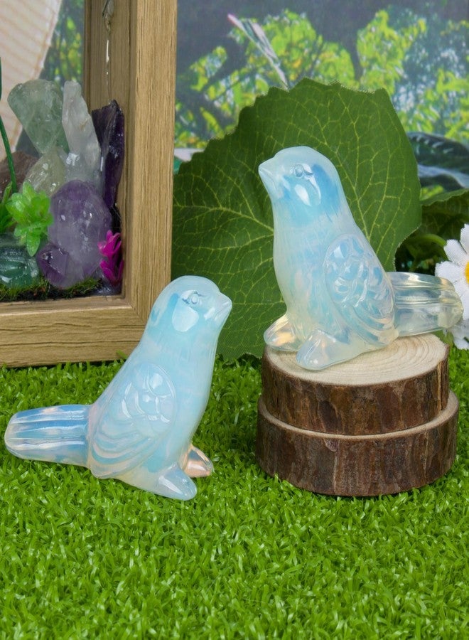 Ytbeoxk Opalite Crystal Bird Carving Hand Carved Gemstone Bird Figurine 2.4 Inch Polished Animal Sculpture Healing Stone Home Office Desk Decoration Gift Collection - Image 3